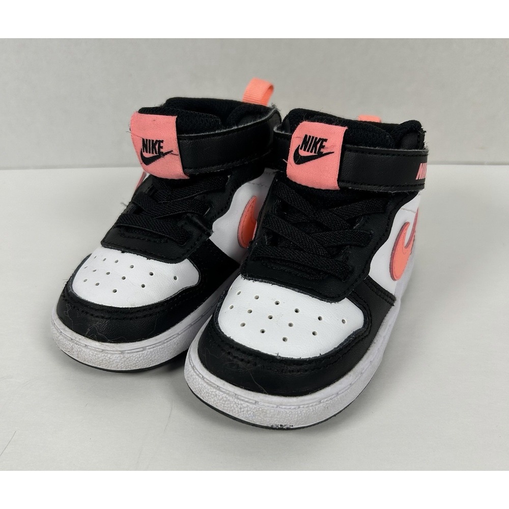 Nike Court Borough Mid 2 (TDV) Toddler Sneaker Pink Black White 6C CD7784-005